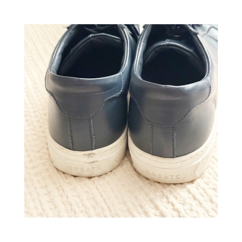 GREATS BROOKLYN NAVY LEATHER  Sneaker Mens Navy Lace Up Italy 12.5 - Picture 6 of 7